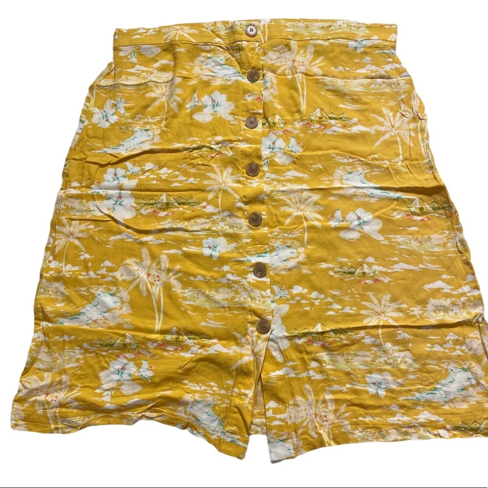Lauren Conrad Tropical Print Skirt Yellow Sz XXL